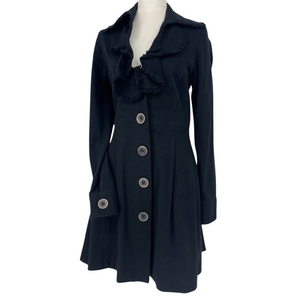 Nick & Mo black distressed button front fit and flare blazer